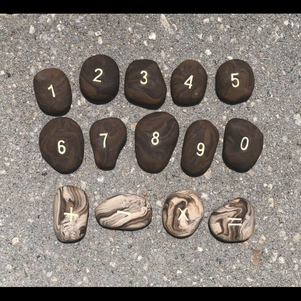 Handmade Brown Numbered Rocks for Kids